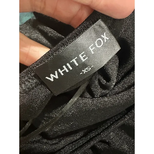 White Fox Youre The Reason Mini Dress Black Shimmer Strapless Bodycon‎ XS - Image 5