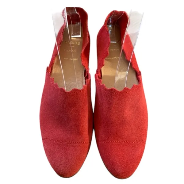 Seaside Red Suede Woman’s Scalloped Slip On Flat Shoes Size US … - Image 5