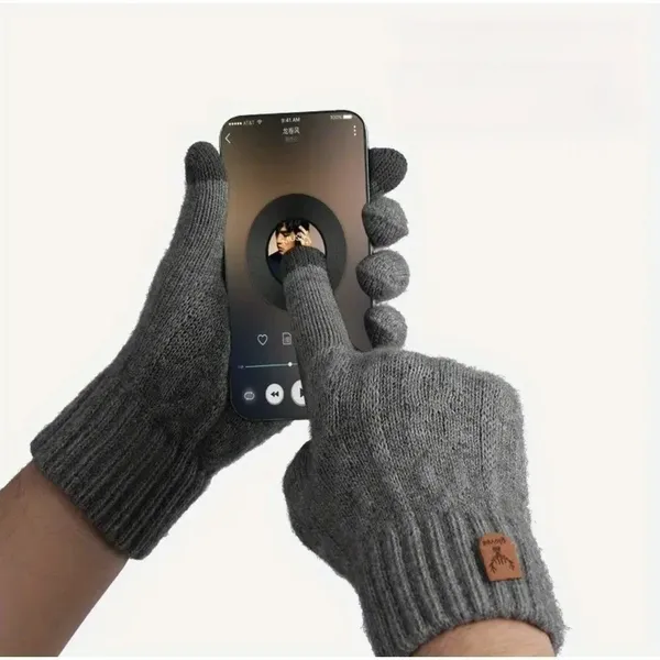 Unisex Alpaca Velvet Blend Winter Thermal Driving Gloves Gray Touchscreen LARGE - Image 4