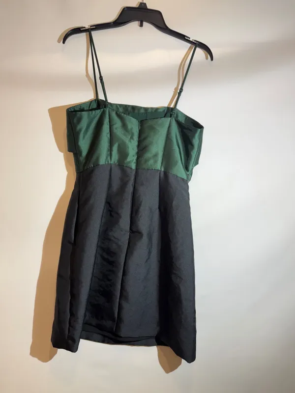 Hutch Serena Bow Emerald Green Black Satin Colorblock Tie Bustier Mini Dress 4 - Image 6