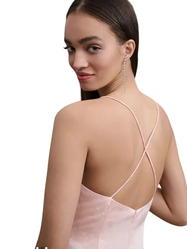 BHLDN Levi Corset Ruched Satin Jacquard Side-Slit Midi Dress Size 4 - Image 8