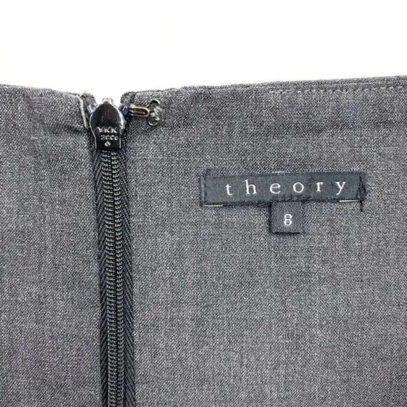 Theory Gray Career Skirt High Waist Pencil‎ Skirt Business Office Wear Sz 8-flaw - Image 4