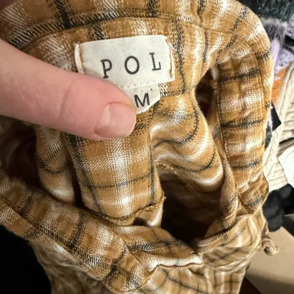 Pol x Anthropologie Yellow Plaid Flannel Size Medium. - Image 6