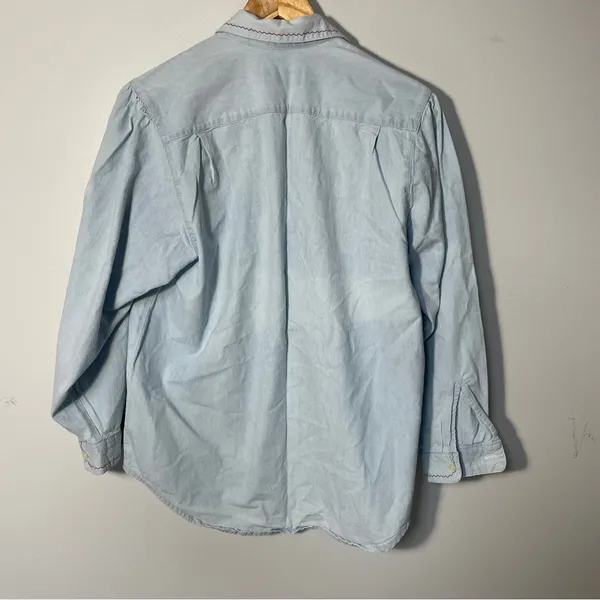 Ruff Hewn Embroidered Long Sleeve Denim Button Up women’s‎ size small - Image 5