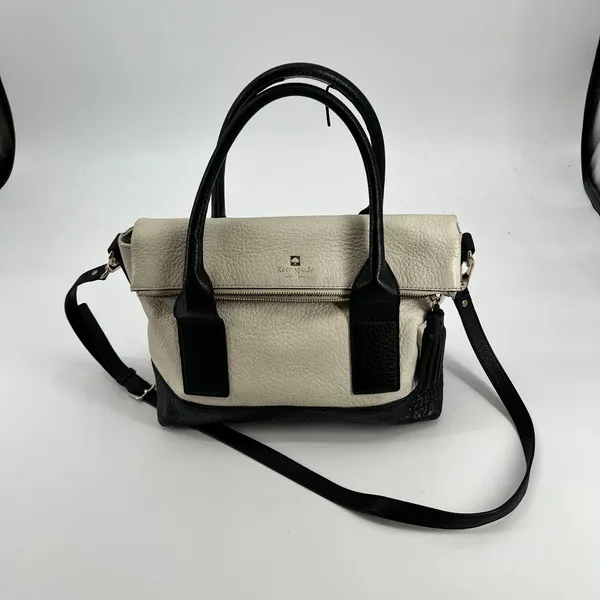 Kate Spade Southport Avenue Carmen Convertible Satchel Handbag Purse cream black - Image 16