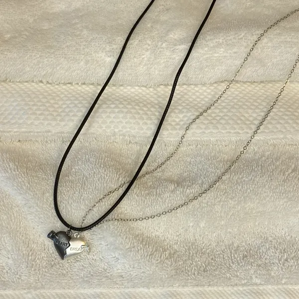 Elegant Streetwear Heart Shape Silver Plating Pendant Dual Partner Necklace - Image 6