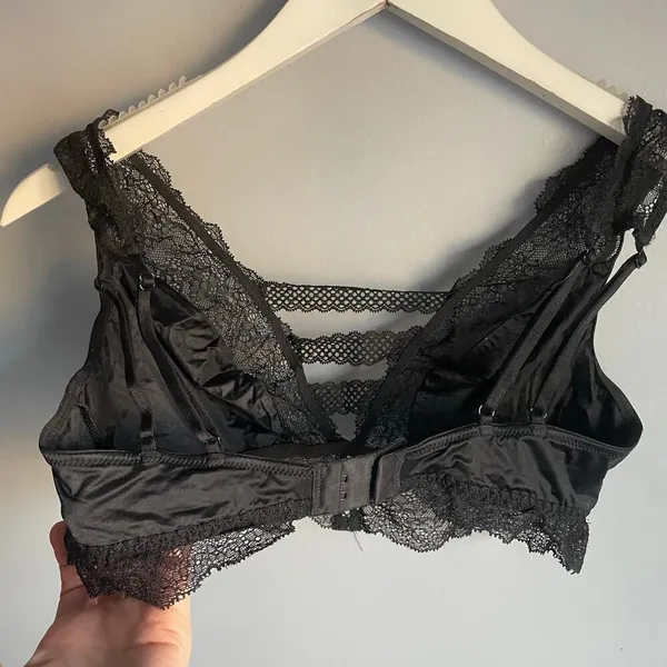 Black Lace Bralette Romantic Valentine's Day Whimsigoth Goth Punk 14"‎ Bust sz S - Image 4