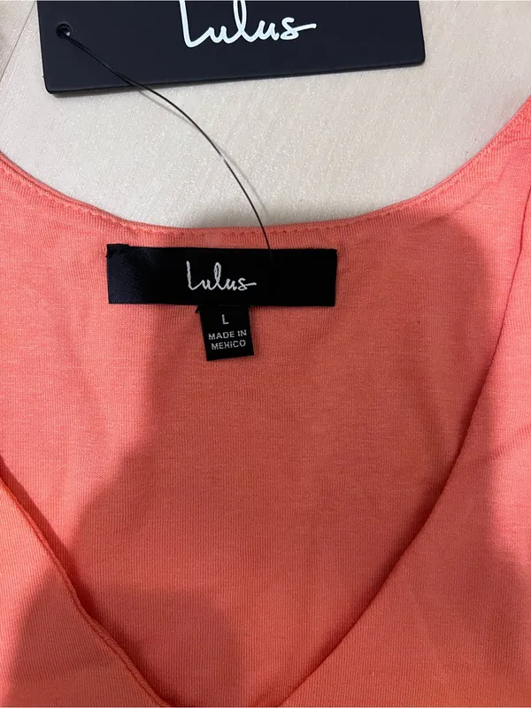 Lulus NWT Women Large Basics Feel Like Dancing Coral Orange Crop Casual Lounge - Image 5