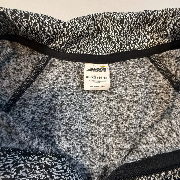 Avia Womens Quarter Zip Pullover Space Dye Marled Active Top Black White XL - Image 6