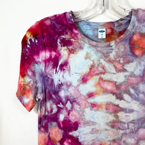 Old Navy Small Top Handmade Tie Dye Luxe T-Shirt‎ Pink Blue Festival Boho 1119 - Image 4