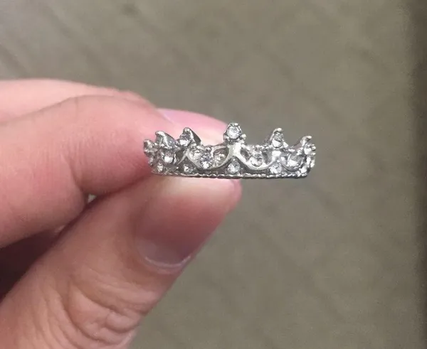Silver Rhinestone Princess Crown Ring - Image 3