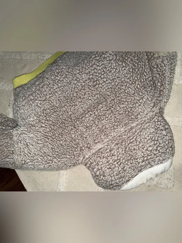 Free People Wild Heart Sherpa Pullover Sweater summer Gray Yellow Knit $129 - Image 4