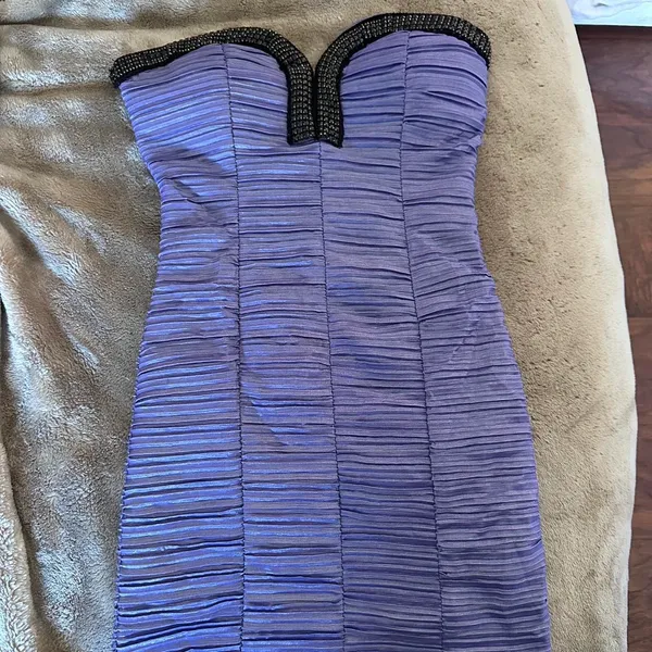 Vintage Y2K purple rhinestoned strapless mini dress - Image 5