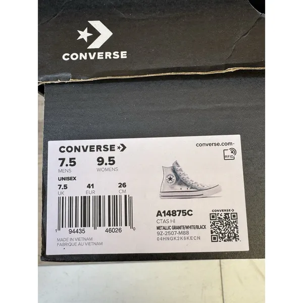 Converse Chuck Taylor All Star Hi Metallic Granite Silver A14875C US 9.5 WOMENS - Image 10