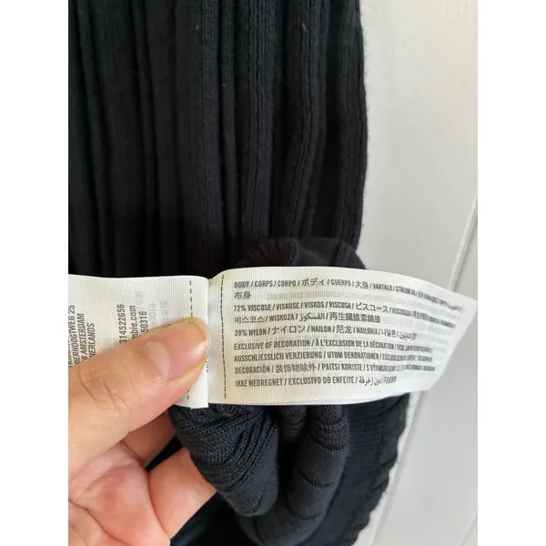 Abercrombie & Fitch Black Ribbed Knit Mini Dress‎ Strappy Cross Back Womens XS - Image 3