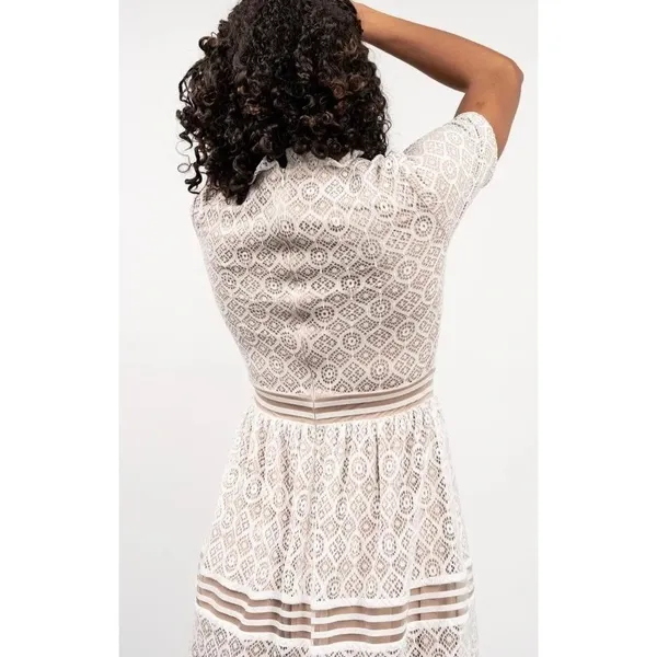 NWT BALTIC BORN Windsor Lace Midi Dress Ivory Nude Feminine Romantic Small - Image 7