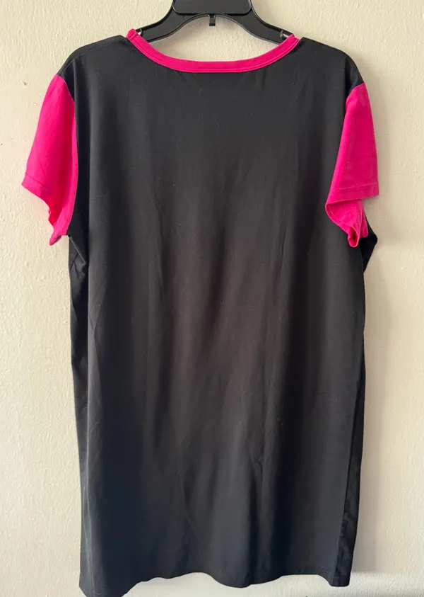Peanuts Black and Pink Graphic Pajama Sleep Shirt One Size - Image 2
