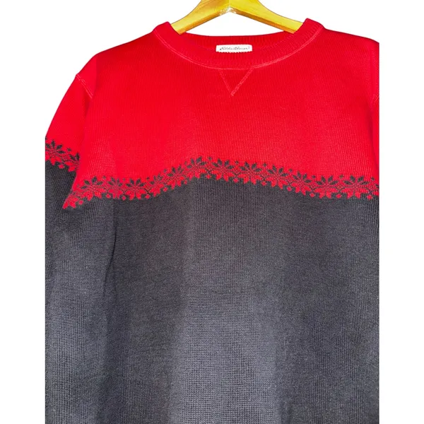Eddie Bauer Nordic Snowflake Sweater Womens Size XL Color Block‎ Warm Knit Cozy - Image 2