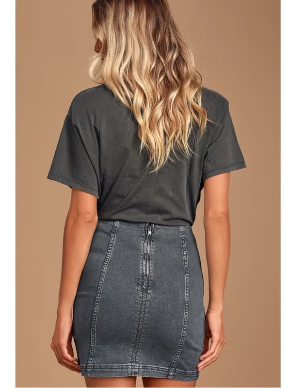 Free People Modern Femme Mini Skirt in Westminster Blue - Image 2