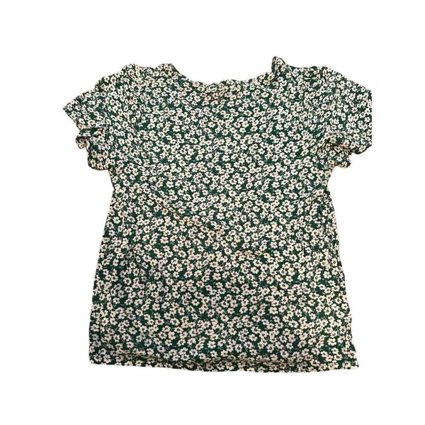 Adorable Lucky Brand women’s casual green white‎ floral tee shirt sz M - Image 2