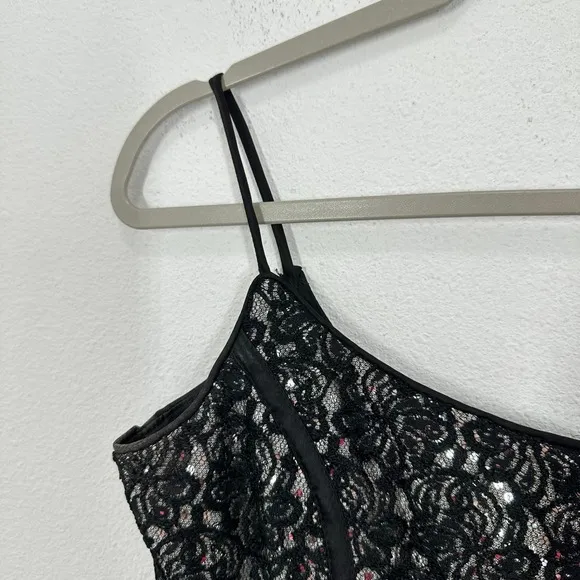 Jessica McClintock Gunne Sax Black Lace Sequin‎ Corset Top Strappy Evening Glam - Image 6