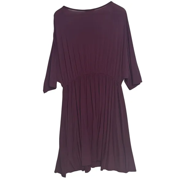 Ekouaer Maternity Dress Nursing Nightgown Womens XL Burgundy Jersey Knit Stretch - Image 4