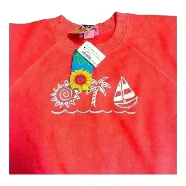 NWT Vintage Fresh Produce Sweatshirt Long Sleeve Graphic orange Tropical S - Image 2
