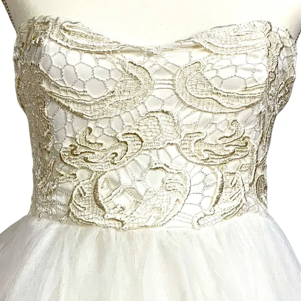 Strapless White Lace Tulle Dress M New Coquette Fairy BalletCore Princess Whimsy - Image 2