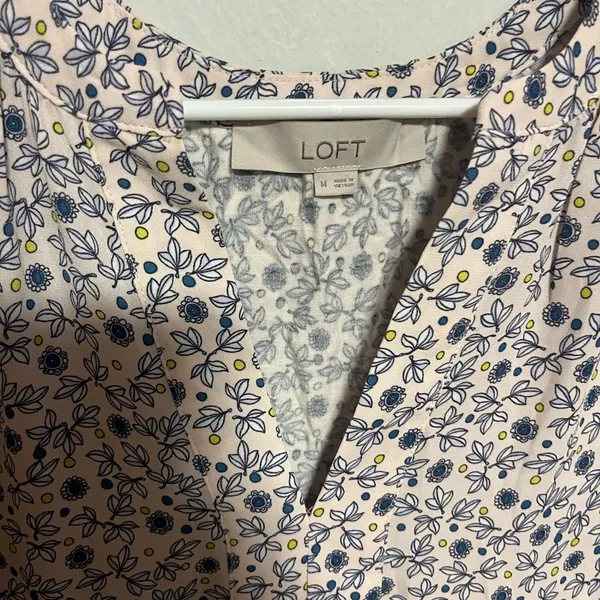 LOFT Sleeveless Floral Blouse - White and Blue - Image 2