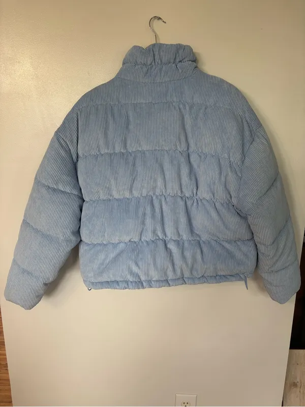 Hollister Sky Blue Corduroy Puffer Jacket - Image 3