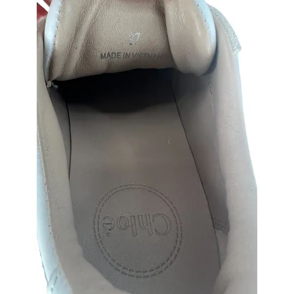 Chloé‎ Lauren Leather Suede Platform Sneakers White Beige 37 - Image 15