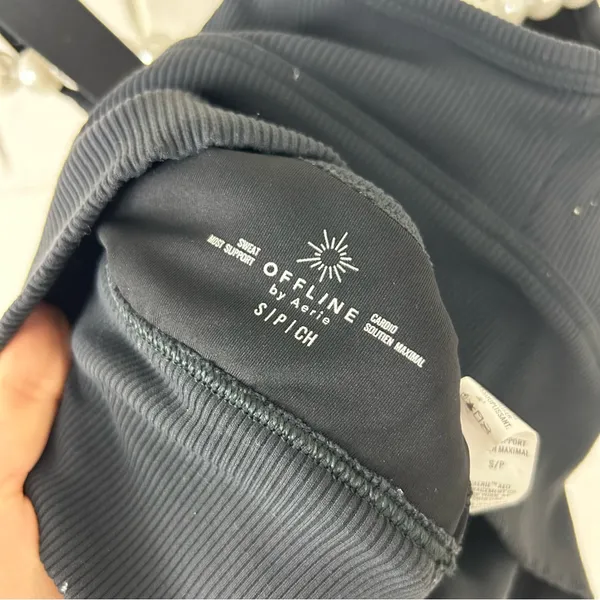 Aerie Offline Black Cardio Sweat Most Support Sports Bra Size S - Image 10
