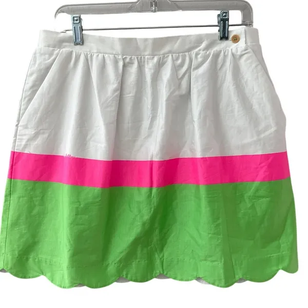 Lilly Pulitzer Colorblock Stripe Mimosa Skirt Scallop Hem Pockets Size‎ Large - Image 8