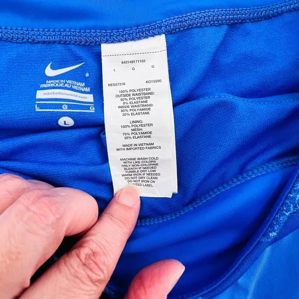 Nike Shorts Womens Large Blue Double Lined High Rise Swoosh Logo Athletic - Image 4