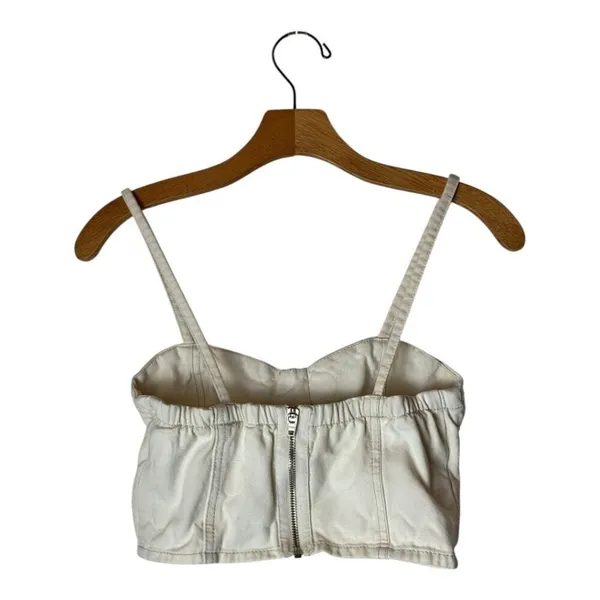Farm Rio‎ Shirt Women XS Ivory Polka Dot Cotton Bustier Cropped Tank Top - Image 2