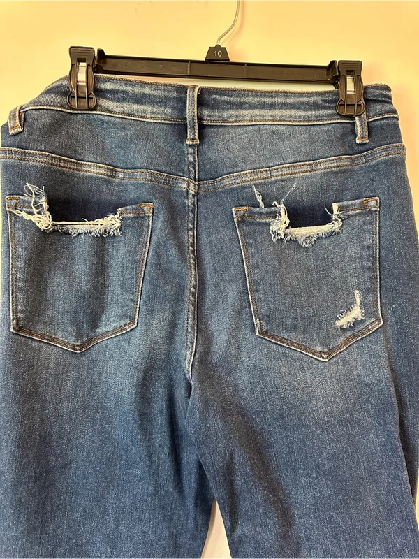 Vervet Flying Monkey Women's Dark Blue Distressed Boyfriend Jeans - Image 4
