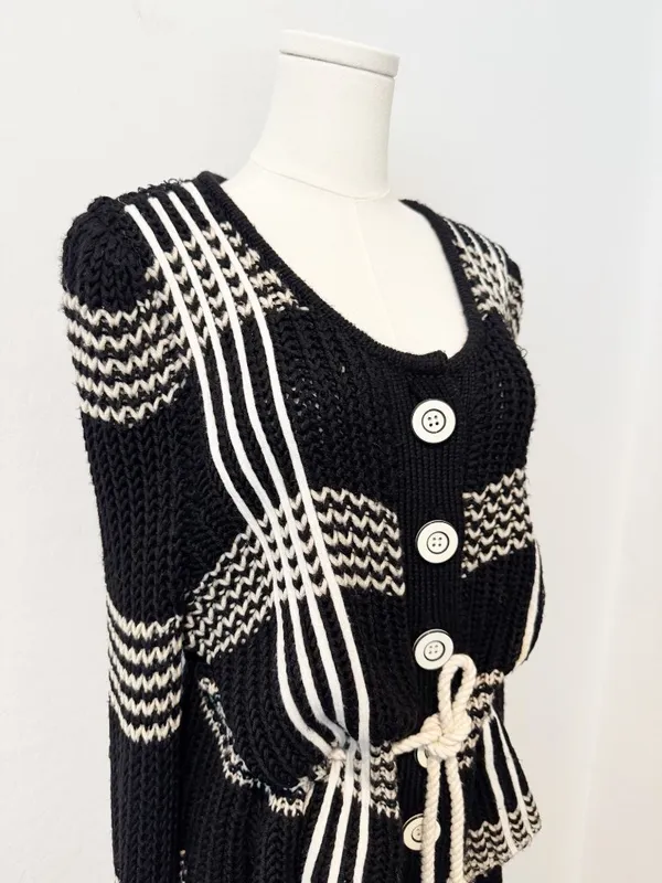 Laureate Lane Cardigan Size‎ XL Wool Striped Chunky Rope Tie Sweater Retro Boho - Image 2