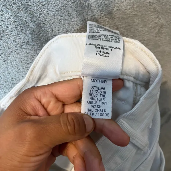 Mother The Hustler‎ Ankle Fray Cream White Corduroy Ribbed Jeans Size 25 - Image 11
