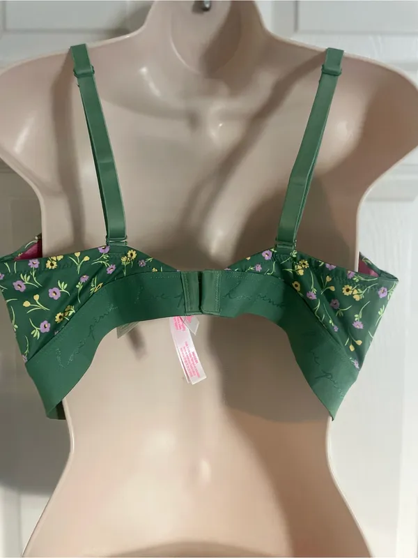 Victoria's Secret Pink Green Floral Wireless Bralette with Purple & Yellow Bloom - Image 2