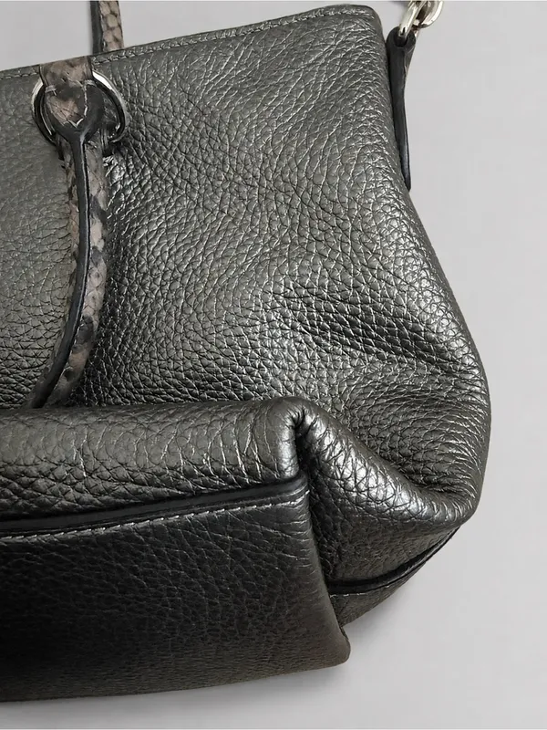 Coach Emma Small Crossbody Satchel Gunmetal Leather Snakeskin Bag Purse EUC - Image 3
