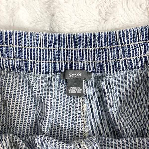 Aerie Blue Striped Chambray Pull-on Raw Hems Summer Beach Boho Shorts M - Image 3