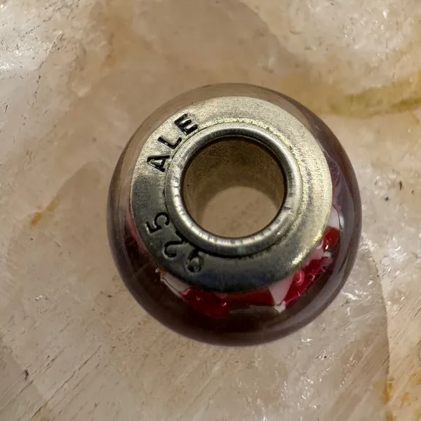 Pandora ALE 925 Sterling Silver Red White Stripe Murano Glass Charm 2.23g - Image 4