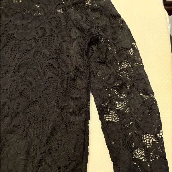 Ambiance Black Lace Off-Shoulder Long Sleeve Blouse - Image 3