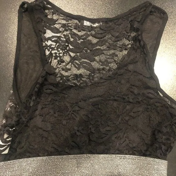 DEB Small Black Full Lace Back Bra/ Crop Top with Silver Band On‎ Bottom - Image 5