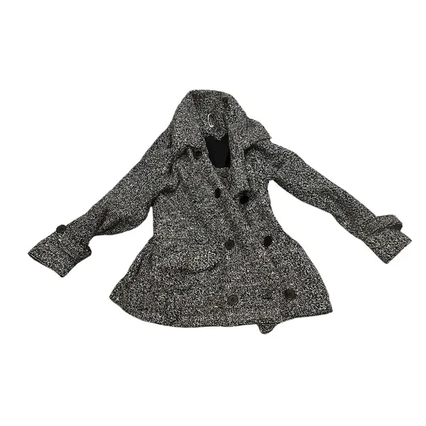 FREE PEOPLE Wool Blend Tweed Boucle Peacoat Double Breasted Moto Jacket S - Image 2