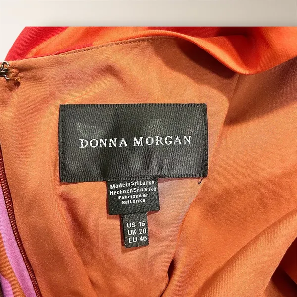 Donna‎ Morgan 16 Red Abstract A Line Bell Sleeve Dress Homecoming Wedding Guest - Image 7