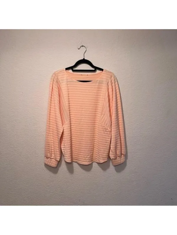 H&M Peach Textured Sweater Top Soft‎ Lightweight Pullover Size M - Image 3