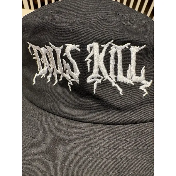 Dolls Kill Black Cotton Bucket Hat Metal Logo‎ Embroidered Alternative Grunge - Image 4