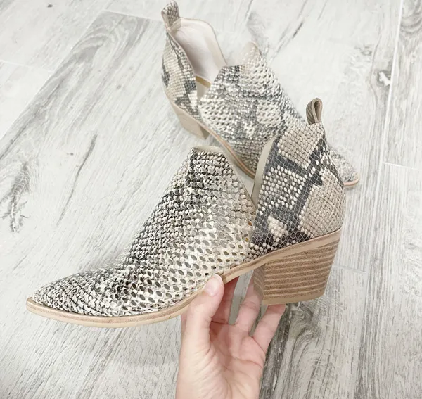 Sher Perforated Snakeskin Booties - Image 7