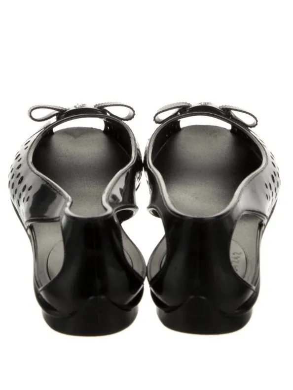 Salvatore Ferragamo Nilly Nara Vara Bow Perforated Peep Toe Jelly Flat Slides - Image 4